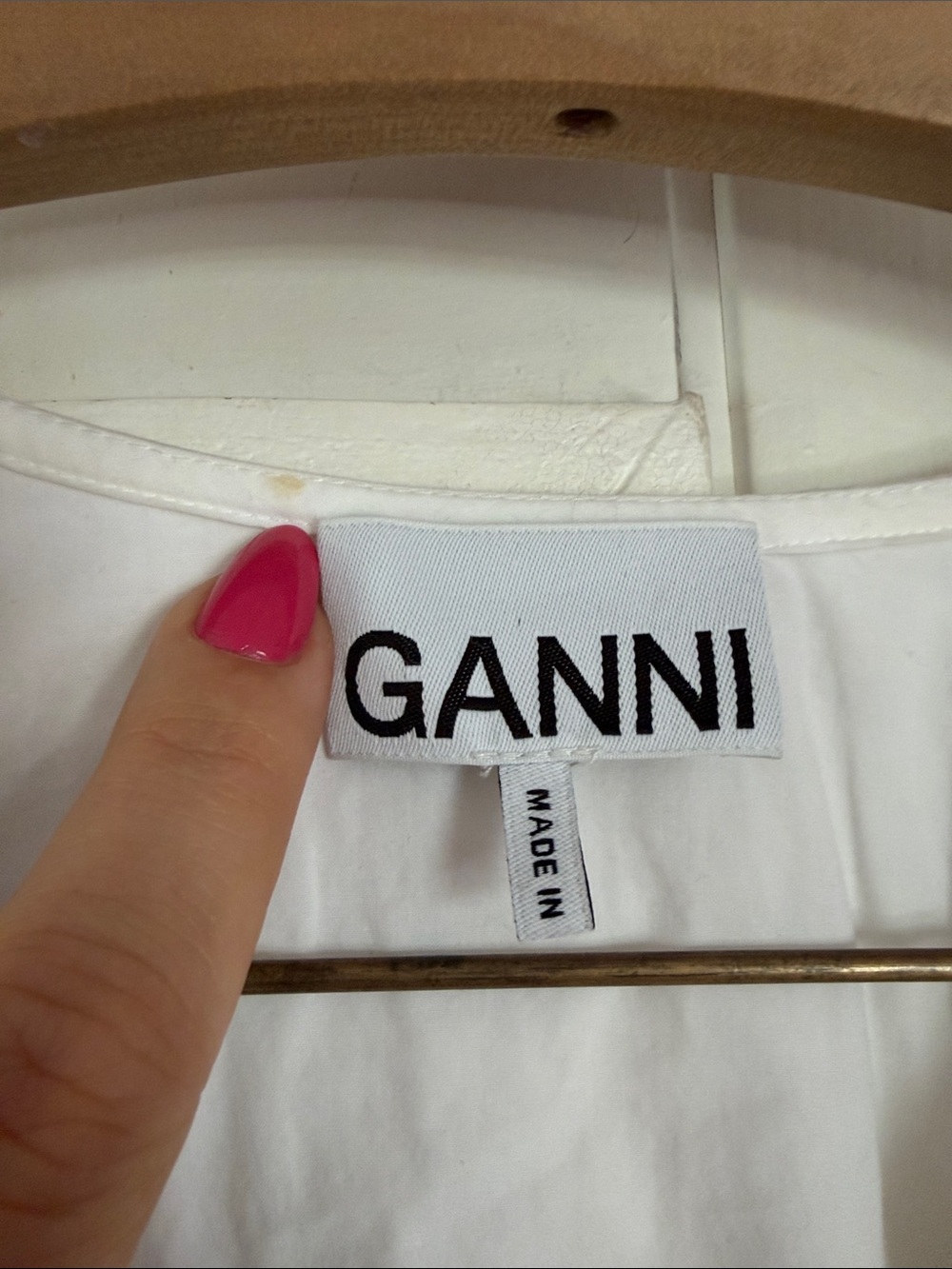 GANNI Organic Cotton Poplin Oversized Collar White Mini Dress XS 36 - Picture 8 of 11